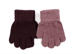 CeLaVi rose brown glitter wool/nylon mittens (2-pack)